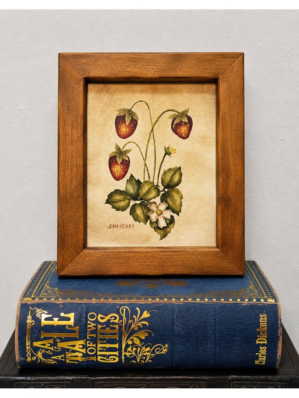 Vintage Signed Original Jean Henry Theorem Painting – Strawberry Botanical Art